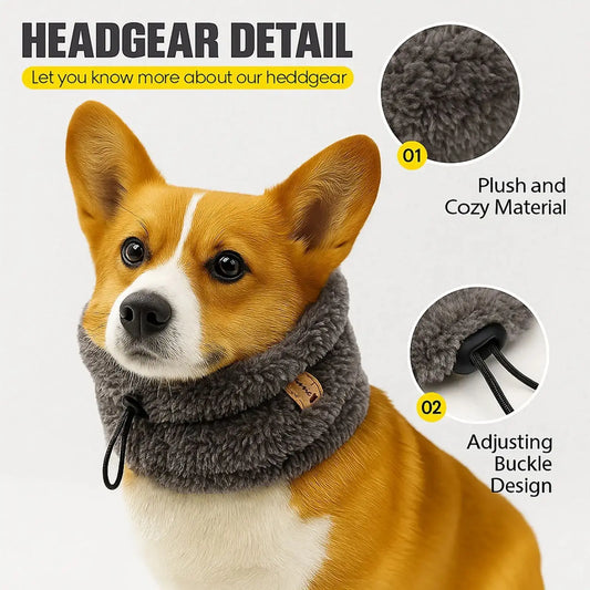 Dog Calming Headgear for Thunder Anxiety, Winter Warmth with Thick Adjustable Pet Earmuffs, Multi-Color Options Available